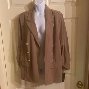 Elegant Tan Blazer with Gold Buttons